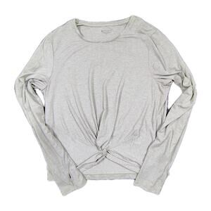 Athleta Cropped Shirt Women's L Sage Green Long Sleeve Essence Twist Top Stretch